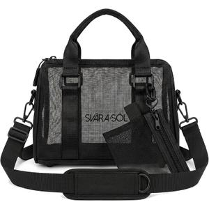 Black Mini Mesh Duffle Bag w/ Coin Purse, Adjustable Strap & Handles Travel Mesh Duffel with Adjustable Shoulder Strap, Top Handles, and Attached Coin Purse. Ideal for Gym, Travel, And Daily Use