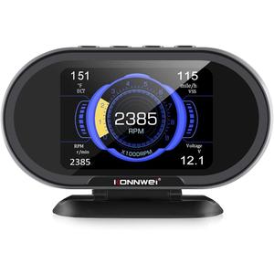 KONNWEI KW206 Car OBD2 HUD Digital Meter Gauge All in One Automotive Trip Computer Smart OBD Speedometer Water Temperature Fuel Pressure Tester for All 2003 and Newer Cars