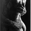 Black and White Canvas Wall Art Couples Decorative Painting For Bedroom Modern Women Pictures Wall Decor Artwork Living Room Home Decorations Stretched and Wooden Framed - 28" W x 44" H