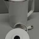 West Bend Timeless Electric Kettle Cordless Serving Features Stainless Steel Interior Boil Dry Protection and Auto Shut Off, 1.5-Liter, White/Gold