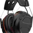 Gel Ear Pad Bluetooth Hearing Protection Headphones, 30dB SNR, 120H Playtime, Safety Earmuffs for Mowing, Landscaping (Orange)