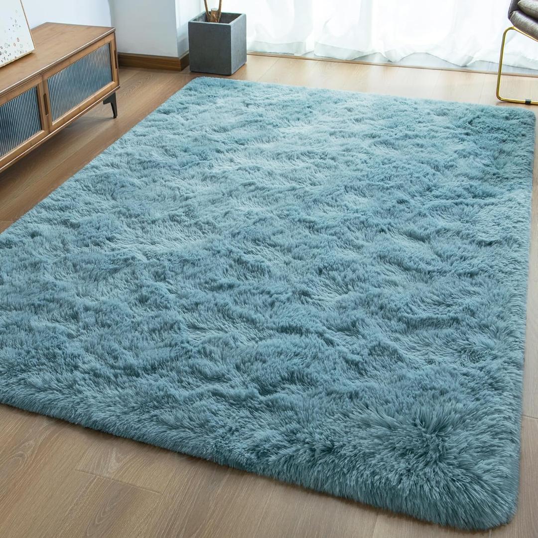 Ultra Soft Fluffy Rugs for Bedroom 4x6 Feet, Shag Area Rugs for Living Room, Large Comfy Furry Rug for Boys Kids Baby Room Decor, Non Slip Nursery Rug Modern Indoor Fuzzy Floor Carpet, Turquoise Green