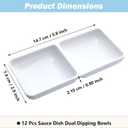 12 PCS Dual Dipping Sauce Bowls, 2-Compartment Melamine Plastic Dip Trays, Divided Sauces Dishes for Ketchup, Soy Sauce, Wasabi, BBQ, Appetizers, Perfect for Parties, Restaurants Family Gatherings