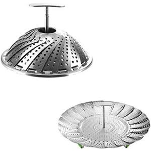 Stainless Steel Collapsible Steamer Basket - 9" Insert for Pots With Stainless Steel Handle