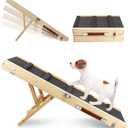 Adjustable Dog Ramp, Wooden Folding Portable Pet Ramp,Rated for 30 LBS, 32.6" Long and Adjustable from 10" to 19" with Non-Slip Traction Mat, Dog Step for Bed, Couch,Car (Grey) (32.68"-Grey)
