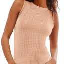 Imily Bela Womens Sleeveless Sweater Vest Casual Crewneck Loose Fit Knit Tank Tops Lightweight Trendy Summer Ribbed Pullover Pink, XL