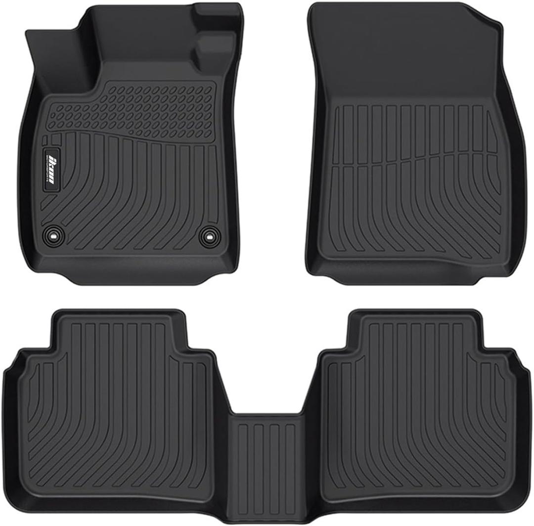 IKON MOTORSPORTS 3D TPE Floor Mats, Compatible with 2023-2025 Honda Accord, All Weather Waterproof Anti-Slip Floor Liners, Front & 2nd Row Full Set Car Interior Accessories, Black