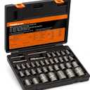 THINKWORK Bolt Extractor Kit, 38-Piece Nut Extractor Socket Set, 1/4" 3/8" 1/2" Drive Rounded Bolt Remover, Lug Nut Removal Tool for Damaged, Rusted, Rounded-Off, Stripped Fasteners