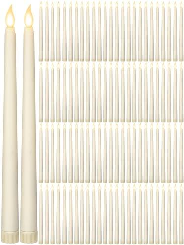 Retisee 220 Pcs 11 Inch Flameless Taper Candles LED Candles Bulk Battery Operated Taper Candle Flickering LED Candlesticks for Valentines Birthday Wedding Party Decor (Classic Style,Ivory)