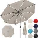 FLAME&SHADE 9 FT outdoor umbrella with 40LED lights, solar light patio umbrella with Centre Surround Light, Table Market Umbrella Outdoor Patiofor Deck, Pool, Backyard, Garden (Taupe)
