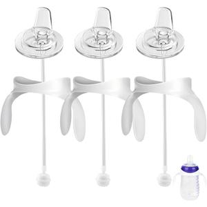 Spout Sippy Cup Conversion Kit for Lansinoh Baby Bottles, Soft Top and Weighted Ball Transition with Handles Converter 6m+, Set of 3