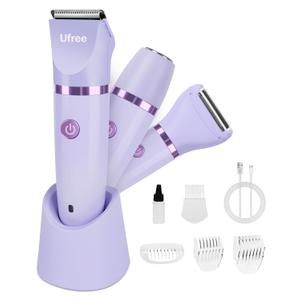 Ufree Bikini Trimmer Electric Razors for Women, Rechargeable Pubic Body Hair Trimmer Electric Shaver for Legs Body Hair, Bikini Shaver IPX7 Waterproof, Gifts for Women, Purple