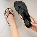 Project Cloud Flip Flops for Women - Memory Foam Flats Summer Sandals for Women 2025 - Vegan Leather Lightweight Womens Sandals Summer Beach Essentials Slides (Black)