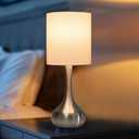 Touch Lamps for Nightstand, Gold Bedside Lamp Touch Control for Bedroom with Linen Shade, Mid Century Modern 13 inch Small Table Lamp for Living Room with E26 Bulb Included (Silver 13" - 1 Pack)