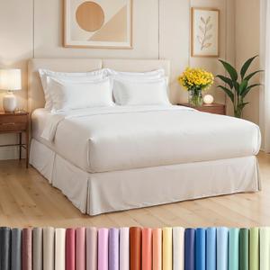 Pleated Bed Skirt Full Size - 3 Sided Pleated Bed Skirt Full - Ultra-Soft, Easy Fit with 12 Inch Tailored Drop - Hotel Quality, Wrinkle Free & Fade Resistant - for Women, Men, Kids and Teens - White