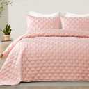 Exclusivo Mezcla Full Queen Quilt Set, 3 Pieces Lightweight Quilts Queen Size with Geometric Ellipse Pattern, Soft Quilted Bedspreads Blush Pink Coverlets Bedding Set for All Seasons