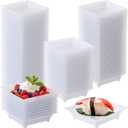 100 Pcs Mini Appetizer Plates Bulk 1 oz 2.4 Inch Square Plastic Dessert Plates Disposable Appetizer Tray for Wedding Summer Pool Beach Backyard Luau Party Shower Cake Birthday (White)