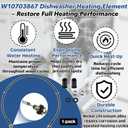 Upgraded W10703867 Dishwasher Heating Element Compatible with Whirlpool KitchenAid Kenmore Dishwashers, Replaces W10696509 W10473250 W10195052 W10329322 W10518402 W10687954