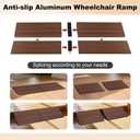 Ruedamann 2" Rise Modular Threshold Ramp for Doorways, 2200 lbs Capacity, Elegant Dark Wood Grain Door Threshold Ramp, Aluminum Non-Slip Door Ramps for Wheelchair, Walker, Scooter, Pets, 2 Pcs