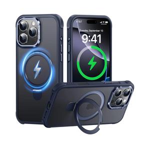 Case for iPhone 16 pro max, with Invisible Magnetic Stand, Mil-Grade Drop Protection, Non-Slip, Anti Fingerprint Anti Scratch, Shockproof Matte Phone Case (Navy Blue)