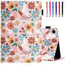 MonsDirect Case for Samsung Galaxy Tab A9+ 11 Inch 2023 (SM-X210/X216/X218), TPU+PU Anti-Scratch with Stand Protective Cover, Auto Wake/Sleep & Pen Holder for Galaxy Tab A9 Plus Tablet, Matisse Daisy