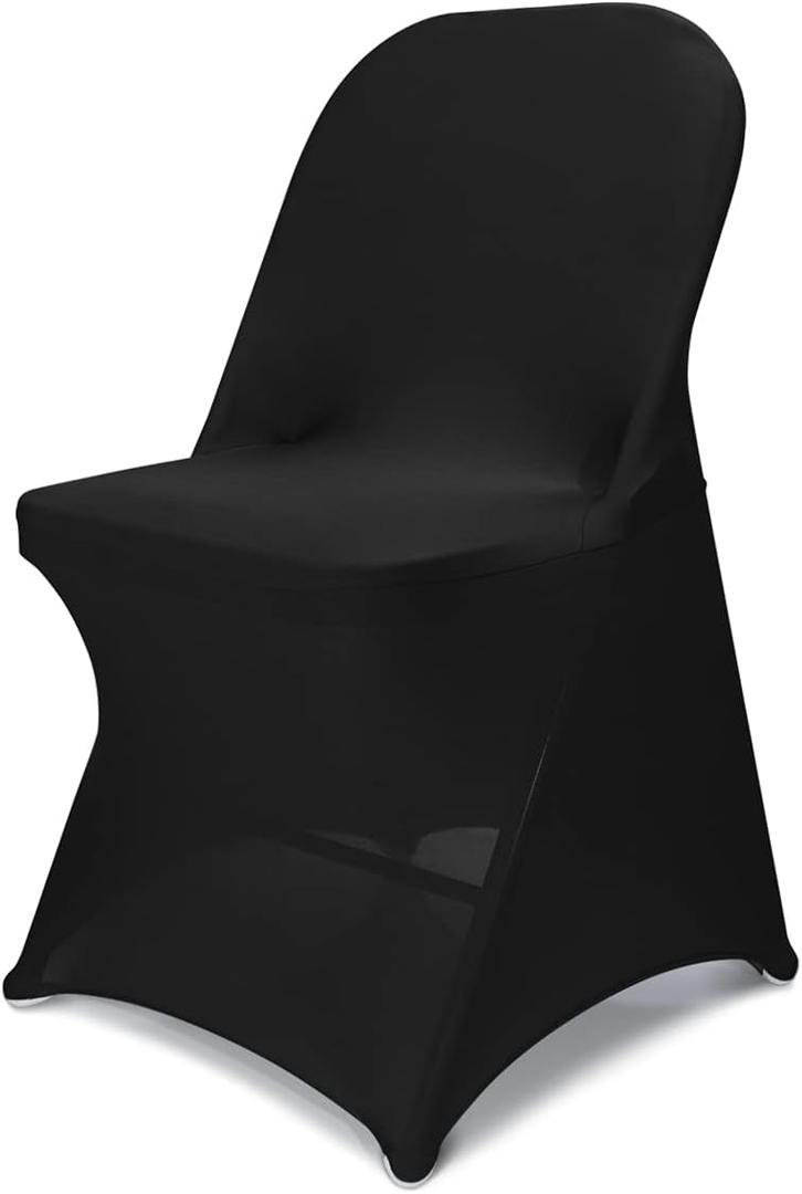 Babenest Spandex Folding Chair Covers - 49 PCS Halloween Upgraded Universal Stretch Washable Fitted Chair Slipcovers Protector for Wedding, Holidays, Banquet, Party, Celebration (Black)