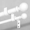 Double Curtain Rod 36-91 Inch, White Dual Curtain Rods for Windows, 1 Inch Decorative Adjustable Heavy Duty Telescopic Spliced Window Treatment Rods Set for Bedroom Living Room Farmhouse