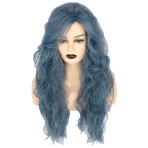 Topcosplay Women Wigs Wicth Ghost Wig Afro Blue Grey Long Cosplay Halloween Costume Party Wig