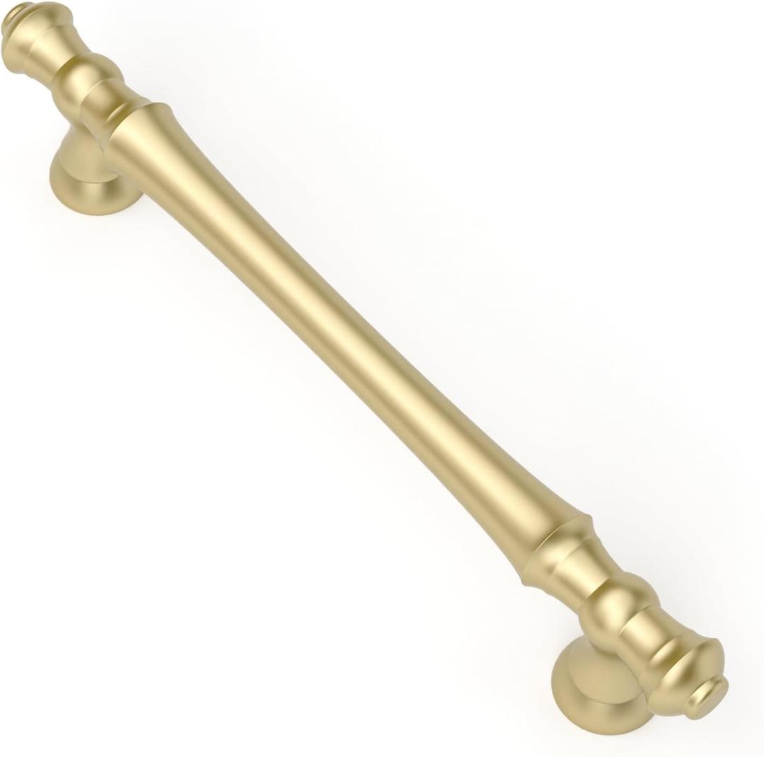 Asidrama 10 Pack 5 Inch(128mm) Brushed Gold Kitchen Cabinet Handles, Cabinet Pulls Kitchen Cabinet Hardware for Cupboard Drawer Pulls (5" Hole Center)