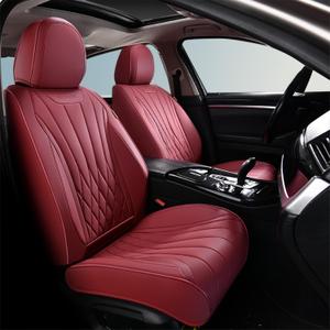 FLORICH Universal Seat Covers, 2-Seater Waterproof Nappa Leather Car Seat Covers, Automotive Seat Covers Car Seat Protector Fit for Most Cars - Red