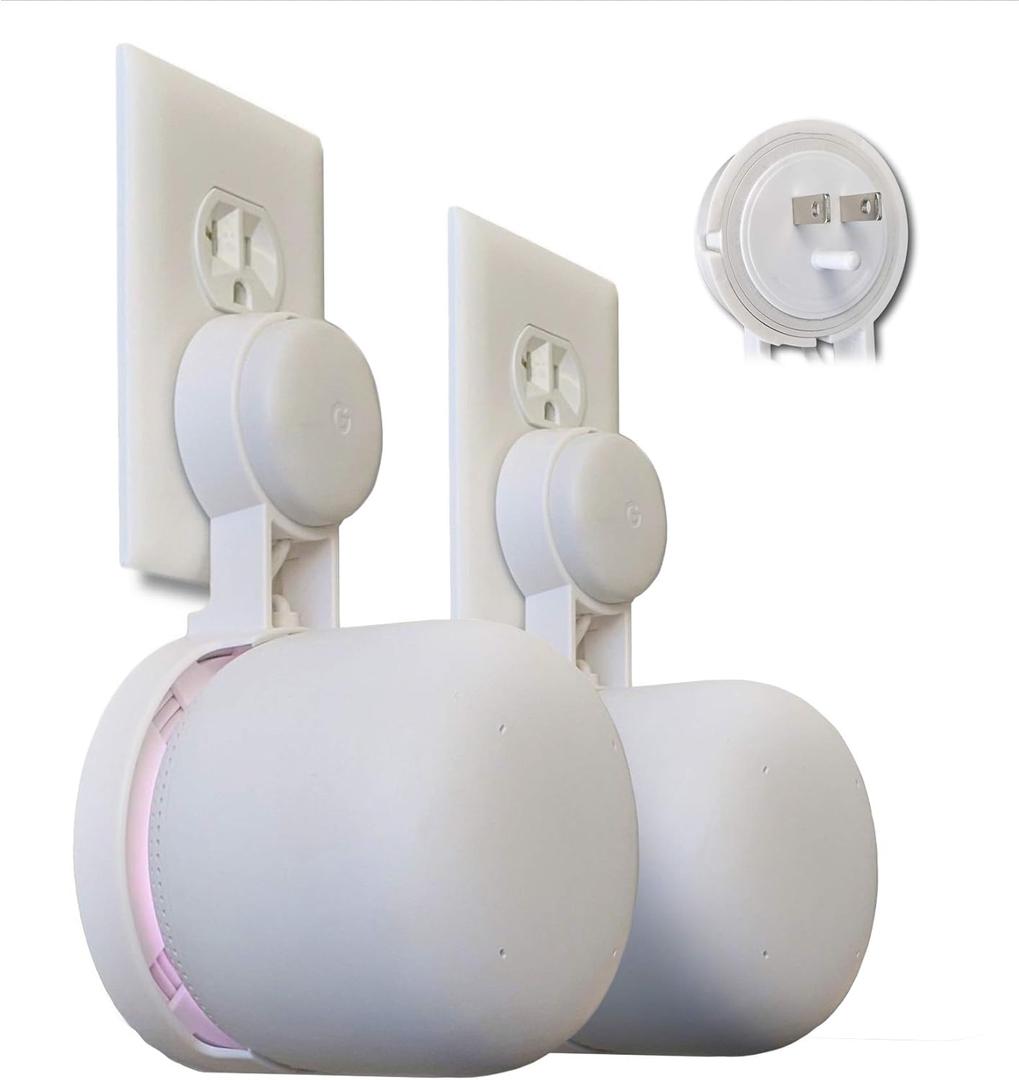 Nest WiFi Point Genie: The Simplest Lowest Profile Outlet Holder Mount for Google Nest WiFi Point | Reinforced Support | Great Sound | Open Access | No Messy Screws! (2-Pack)