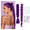 2 Purple Braids Ponytail Hair Pre Braiding Hair