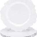 MAONAME 13" White Charger Plates Set of 8, Round Reef Chargers for Dinner Plates, Plastic Plate Chargers for Table Setting, Wedding Decor