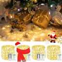 4Pack 80FT 240LED Christmas Fairy Lights Battery Operated with Remote & Timer | 8 Modes Twinkle String Lights Battery Powered Indoor Outdoor Waterproof for Bedroom Wedding Christmas Dcor (Warm White)