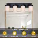 BONLICHT Bathroom Light Fixtures 4 Light Modern Vanity Lights Over Mirror with Opal White Glass Shade, Black Sconces Wall Lighting Farmhouse Wall Mount Lamp for Living Room Hallway Cabinet