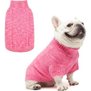 KOOLTAIL Dog Sweater, Fuzzy Thick Super Soft Warm Dog Winter Sweater Turtleneck Pullover for Cold Weather, Knitted Fleece Pet Fall Clothes Coats for Small Medium Large Dogs Puppy Girls Boys Pink M