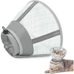 Supet Cat Cone Collar Soft to Stop Licking Scratching, Breathable Comfortable Mesh Recovery Cone for Cats After Surgery Neuter, Lightweight E Cone Collar Alternative (S) (Green)