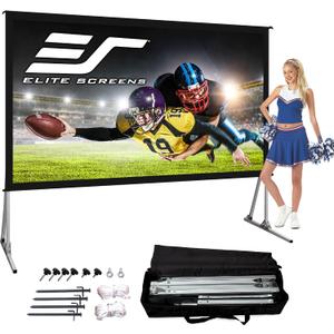 Elite Screens Yard Master 2, 100-INCH Outdoor Indoor Projector Screen Fast Easy Snap On Set-up Freestanding Portable Movie Screen Foldable Front Projection, OMS100H2