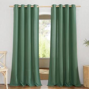 NICETOWN Rustic Linen 102 inch Long Curtains for Living Room, Grommet Privacy Added Thick Linen Weave with Light Filter Window Curtains & Drapes for Bedroom, Olive Green, W55 x L102, 2 Panels