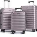 LIGHT FLIGHT Luggage Sets, 3 Piece Durable Suitcase Set with Spinner Wheels, 3 Pcs Hardside Lightweight luggage with TSA Lock, Large Checked Travel Suitcases, 20/24/28 Inch, Rose Purple