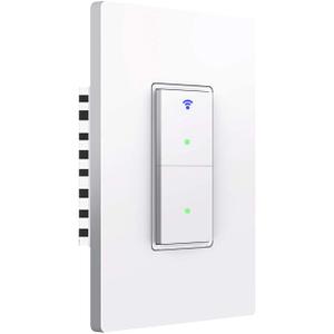 Smart Light Switch, WiFi Smart Double Switch Button, Compatible with Alexa and Google Home, Remote Control with Timing Funtion, No Hub Required,Smart Life APP Provides Control from Anywhere (2 Ways in 1 Gang)