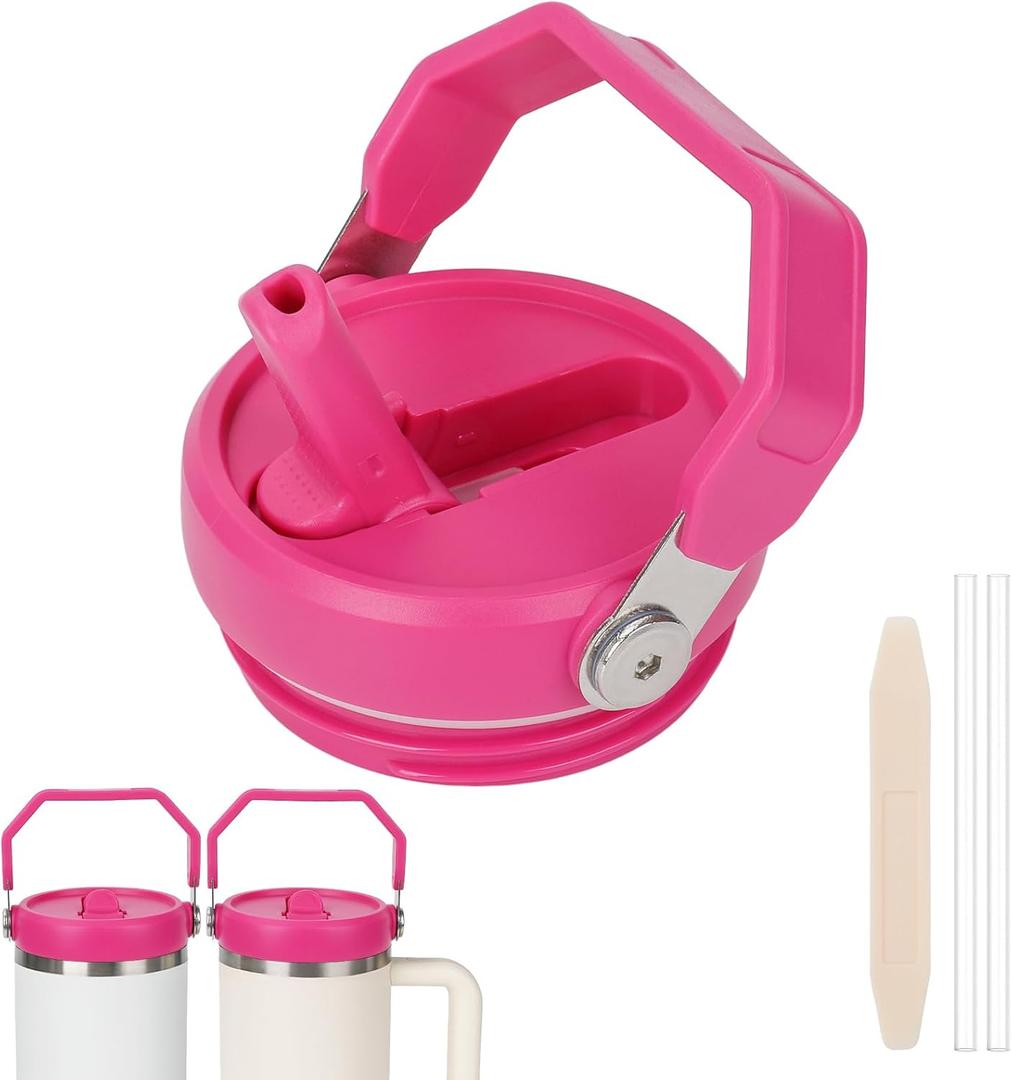 30oz Lid for Stanley Iceflow 2.0 Tumbler, Detachable Flip Straw Leak Proof Twist On Lids for Stanley Quencher and ProTour, Full Clean No Spill Flip Top Cover for 30oz StanleyCup Accessories, Rose