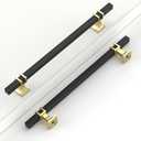 Coinkoly 8 Pack 7.5 Inch(192mm) Black and Gold Cabinet Pulls Kitchen Black Cabinet Handles Drawer Hardware for Cupboard Dresser Handles Bathroom