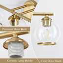 Mecgirn Brushed Gold Bathroom Vanity Light Over Mirror, 3 Light Bathroom Light Fixtures with Clear Globe Glass Shade, Modern Vanity Lighting Wall Mounted