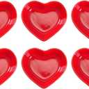 WHJY Red Love Heart Shaped Ceramic Side Dish Bowl, Contemporary Porcelain Side Dishes Bowl, Seasoning Dishes Soy Dipping Sauce Dishes for Wedding Birthday Party- Set of 6