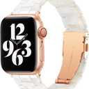 Bestig Resin Band Compatible with Apple Watch Bands for Women 49mm 46mm 45mm 44mm 42mm(Series 1 2 3), Lightweight Waterproof Strap for iWatch Series 11 10 9 8 7 6 5 4 3 2 1 SE Ultra(Aurora/RoseGold)