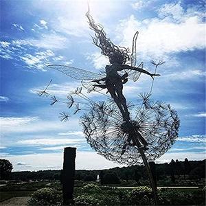 Flower Fairy Dancing with Dandelion Garden Art Sculpture Stainless Steel Statue Christmas Halloween Decoration for Outdoor Yard Courtyard Lawn Patio Metal Ornaments (Open Hands) Flower Fairy Dancing with Dandelion Garden Art Sculpture Stainless Steel Statue Christmas Halloween Decoration for Outdoor Yard Courtyard Lawn Patio Metal Ornaments (Open Hands)