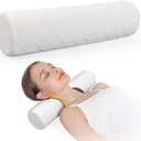 Cozyhealth Cervical Roll Pillow, Medium Soft Memory Foam Neck Round Pillow Cylinder Bolster Pillow for Sleeping, Round Neck Support for Bed, Legs, Back and Yoga (White, Large - 4.7" H)