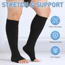 KEKING Extra Wide Calf Compression Socks for Men & Women, 20-30 mmHg Compression Stockings Open Toe - Plus Size Knee High Support Hose for Varicose Veins, Pain Relief, Swelling, Black M