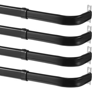 Wesiti 4 Packs Curtain Single Rods for Windows Adjustable Tension Rod for Door Kitchen Valance Sash Curtains, Bracket and Hardware Included (Black,25-42 Inch)